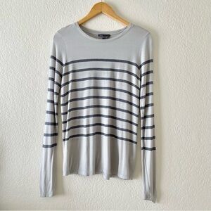 Vince long sleeve striped silk /rayon blend top